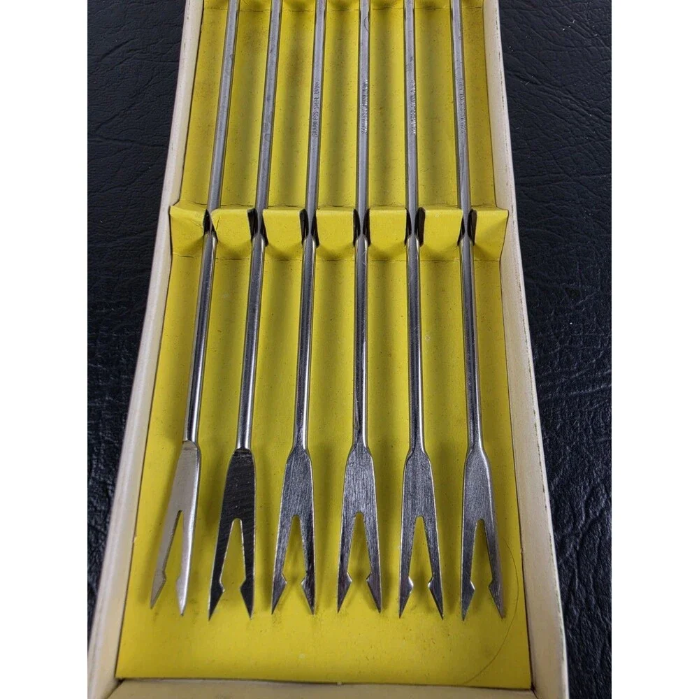 Vintage Fondue Forks 6 Piece Set Stainless Steel  Made in Japan 10.5”